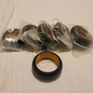 NEW Newton 6-Pack Wood Napkin Ring Set - Black